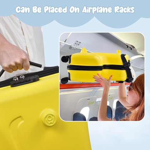 2025 Upgrade 20 Inch Ride on Suitcase for Kids Travel Trolley Luggage with Spinner Wheels for Child with Combination Lock/Safety Belt/Telescoping Handle2