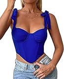 Parthea Women's Bandana Vintage Party Corset Crop Top Y2k Fashion Bustier with Push Up Bow Tie Lace-