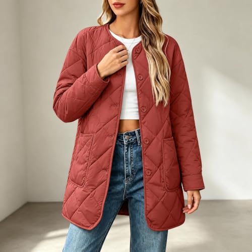 YRAETENM Quilted Jackets for Women Warm Mid Length Lightweight Puffer Coats - image 2