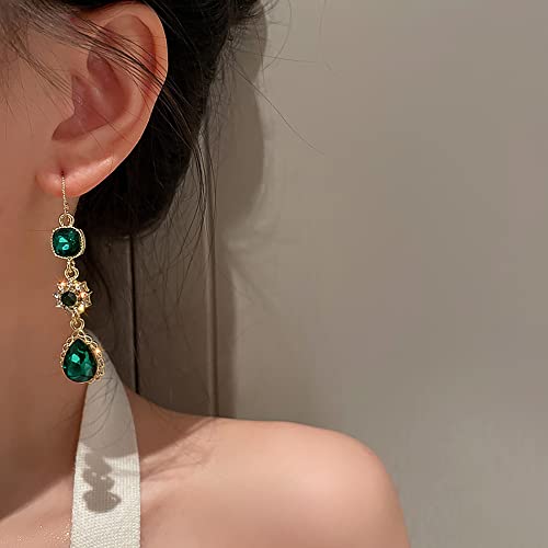 Emerald Green Earrings Emerald Green Crystal Dangle Earring Drop Earrings Wedding Bridal Women (Style 2)4