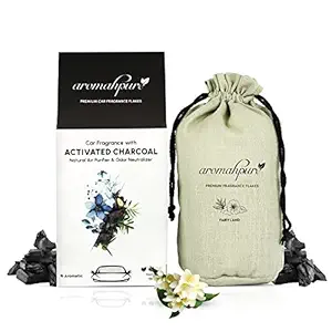 Aromahpure Premium Car Perfume Flakes with Activated Charcoal | Air Purifier with Fresh Fragrances| Fairy Land - White Tea & Musk | 100 gm | Car Air Freshener