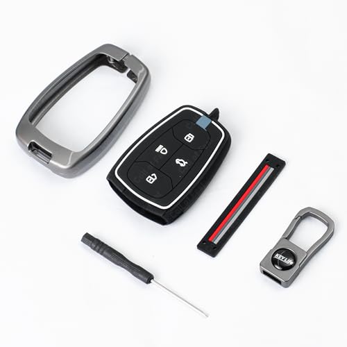 Image of Coll of Fest Premium Metal Silicon Key Cover Compatible with Tata Nexon | Punch | Safari | Harrier | Altroz | Tigor EV | Tiago EV | Curvv | EV - 4 Button Smart Key Glow in the Dark