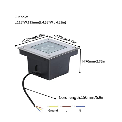 Gocuces 6W Square Led Underground Path Light,Outdoor Indoor Decorative Landscape In-Ground Lights Line Voltage 100-277V,Waterproof Ip67 For Garden,Yard,Walkway,Pack Of 2 (White(6500K), 6W) #TOP2
