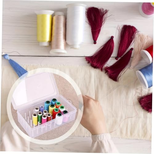 Caja de hilo de coser de 42 carretes rosa para ordenar costura manual 7