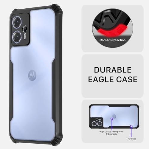 Image of Pikkme Moto G23 Back Cover | Crystal Clear Transparent Back | Ultra Hyrbid | Full Camera Protection | Raised Edge | Bumper Back Case (Black)