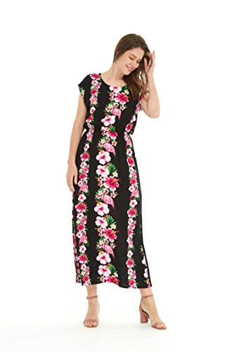 Image of Hawaii Hangover Women's Hawaiian Cap Sleeve Maxi Dress Signature Prints
