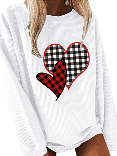 GuliriFei Sudadera de manga larga con cuello redondo y estampado de corazón para mujer Cover