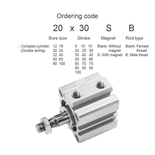 Cylindre pneumatique compact alésage 80mm pour automatisation précise