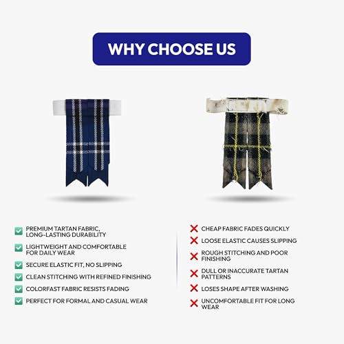 Image of Scottish Tartan Kilt Flashes with Elastic Adjusters
