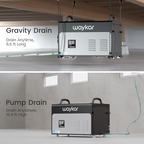 Image of Waykar 130 Pints Energy Star Most Efficient Commercial Dehumidifier with Pump and Drain Hose for Crawl Spaces, Basements, Ducted Industrial Use, and Water Damage Unit - 5-Year Quality Coverage