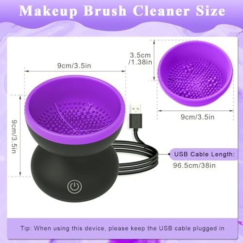 Image of MAYCREATE Electric Makeup Brush Cleaner Machine, Silicone Makeup Brush Cleaning Cup, Portable USB Automatic Spinner Cleaner for All Size Brushes