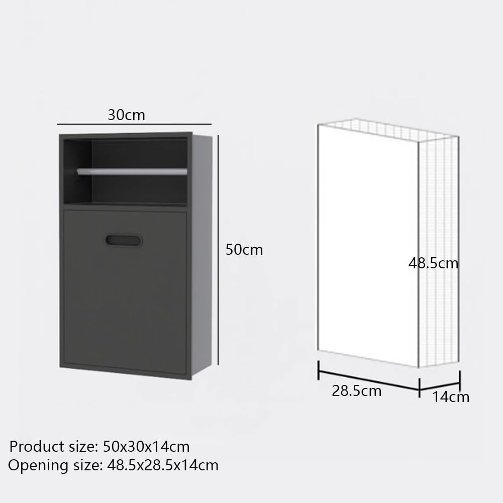 Wkładka ścienna ze stali nierdzewnej do organizacji łazienki, wbudowana konstrukcja, trwała konstrukcja, łatwa instalacja, 50 x 30 x 14 cm, opcje 65 x 30 x 14 cm