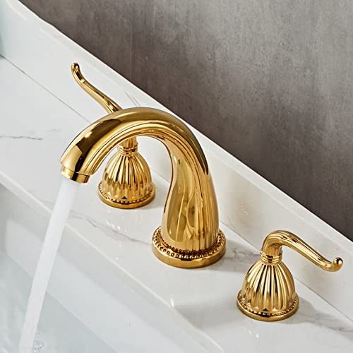Mitigeur rétro or à 3 trous pour vasque de salle de bain