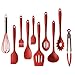 Produktbild CHUCKSSS Silikon-Küchenutensilien-Set,10-teilig,Hitzebeständig,Antihaft-Silikon-Kochutensilien mit solidem Kern-Backen,Grill-Werkzeug-Set Mit Spatel,Zange,Pasta-Gabel,Pfannenwender etc (Rot)