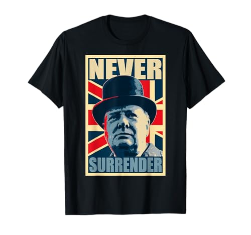 Drapeau britannique Winston Churchill Never Surrender T-Shirt