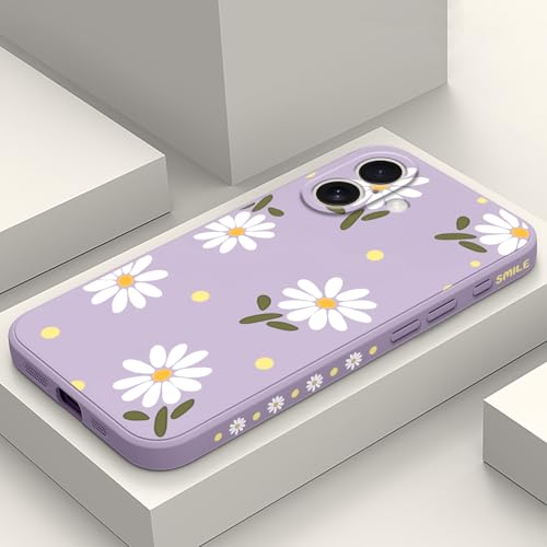 LEECG for iPhone 17 Case, Flower Protective Bumper Slim Soft Phone Cover for iPhone 17 6.3 inch, Daisy Purple