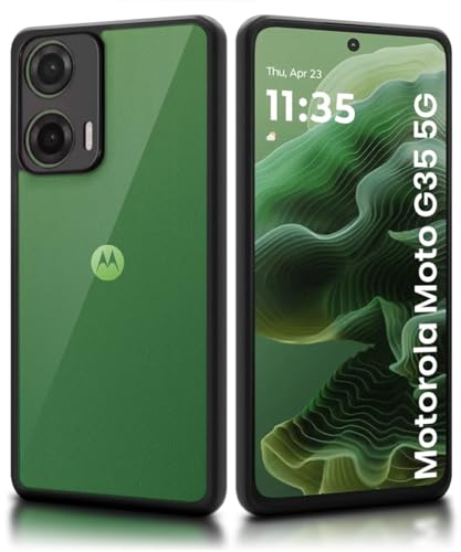 Image of WOW IMAGINE Shockproof Hybrid Back Cover for Motorola Moto G35 5G | Hard Slim fit Back Case | PC & TPU | Clear Transparent Case - Black