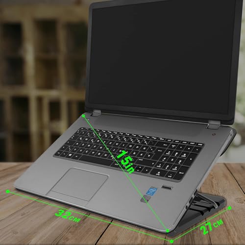 Image of Quantum Laptop Cooling Pad with Noiseless Fan, 4-Level Metal Rod Adjustable tilt Laptop Stand, USB Powered with Blue LED, Cable Included, Upto 15.6 inches(39 cm) Laptop Size, 1-Year Warranty QHM330