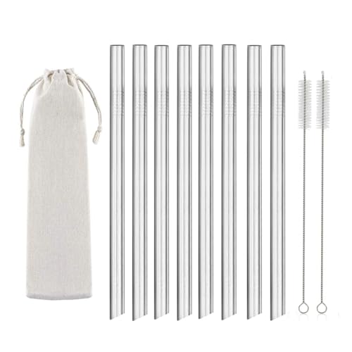 Pailles acier inoxydable 12 mm de qualité supérieure lot de 8 Silver sharp pour bubble tea