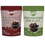 HeySweet Green Tea & Cranbery Chia Seed Bundle - 2 Items: Green Tea and Cranberry Chia Konjac Jelly (8 Counts Each, 16 Total)