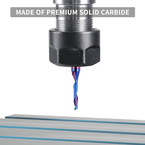 Eanosic E259 5Pcs Solid Carbide Single Flute End Mill 1/4 Inch Shank, Upcut Cnc Spiral Router Bit O Flute Milling Cutter thumb #5