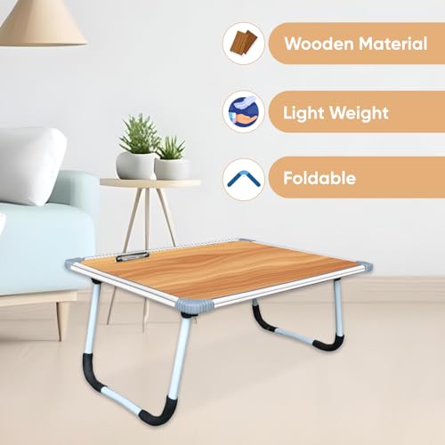 Image of YAJNAS Multipurpose Whiteboard & Laptop Table | Portable Study & Lap Desk for Bed with Laptop Support | Foldable Lap Bed Table, Ideal for Home & Office Presentation - (15 x 26, Wodoen Texture)