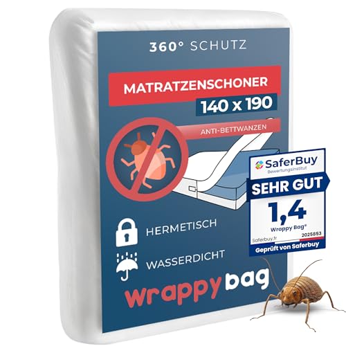 WRAPPYBAG Wasserdichter Matratzenschoner – Anti-Bettwanzen & Hausstaubmilben Matratzenbezug –...