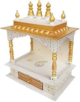 Kamdhenu art and craft Wood Home Temple (45 x 30 x 60 cm, Copper and Gold)