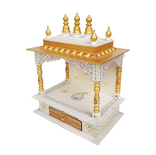 Kamdhenu art and craft Wood Home Temple (45 x 30 x 60 cm, Copper and Gold)