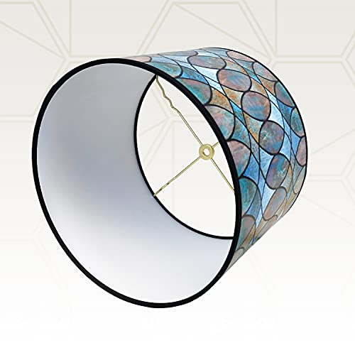 Image of Royal Designs, Inc. Trendy Decorative Handmade Drum Shade, Made in USA, 10in, HBC-8041-10-2, Cool Hues - 2 Pk