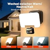 OREiN Led Strahler mit Bewegungsmelder Außen 3000LM, 2700/4000/6500K Warm-/Neutral-/Kaltweiß Superhell 27W Außenstrahler mit 3 Leuchtmodi, IP65 Wasserdicht Fluter Flutlicht für Garage, Hof, Haustür
