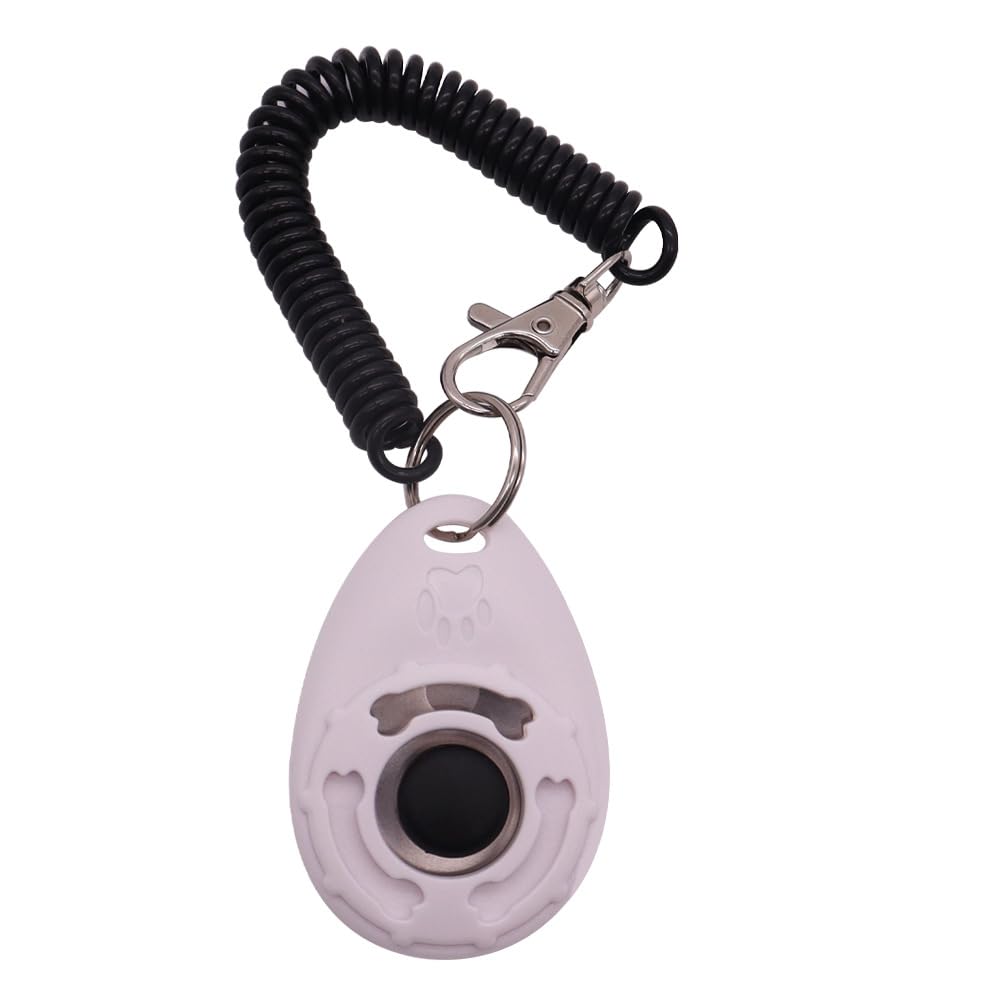 1 Pièce Clickers pour Chien, Clicker Chien Dressage,Clicker Training, Clicker de Chien avec Grand Bouton pour Pet Training Professional, pour Chiens, Chats, Oiseaux, Chevaux (Blanc)