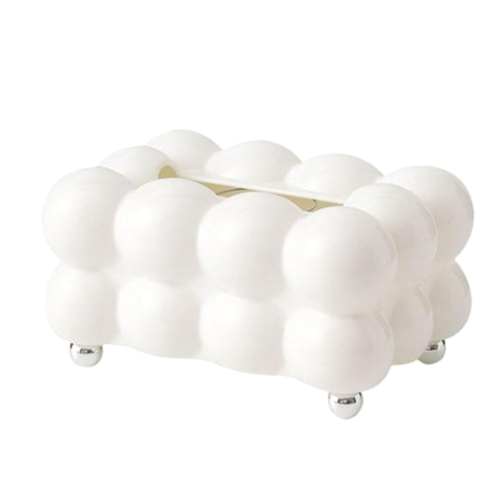 CTRLZS Bubble Shape Tissue Box Holder Living Room Tissue Case Cover Toilet Paper Dispenser Case Kitchen Napkin Holder Box White