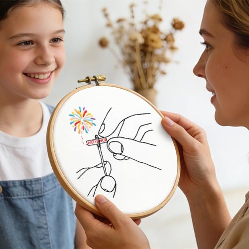 Image of Beginner Embroidery Starter Kit, Easy Hand Embroidery Kits for Beginners Adults, Stamped Cross Stitch Kits for Beginners Adults Craft Kits for Women, Entire Set of Embroidery Supplies & Video Tutorial
