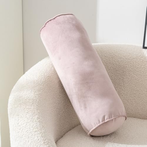 Cylinder Bolster Throw Pillow 19.7 * 6.7in Pink Roll Neck
