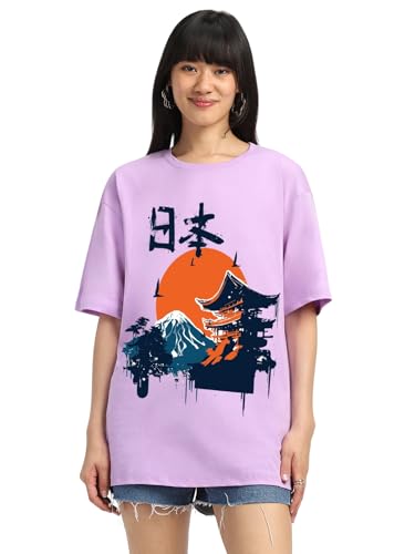 Image of JUNEBERRY Women's Cotton Graphic Print Oversized Fit T-Shirt