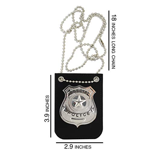 Kinrex Police Badges For Kids – Fake Officer Badge For Toddler, Boys, Girls, Pretend Play Costume Gear Detective Sheriff Fbi Secret Agent Swat Cop Toy Accessories, Chain And Black Belt Clip Holder #TOP3
