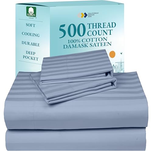 California Design Den - Luxe Full Size Sheet Set Soft 100% Cotton Sheets Deep Pockets Snug Fit...