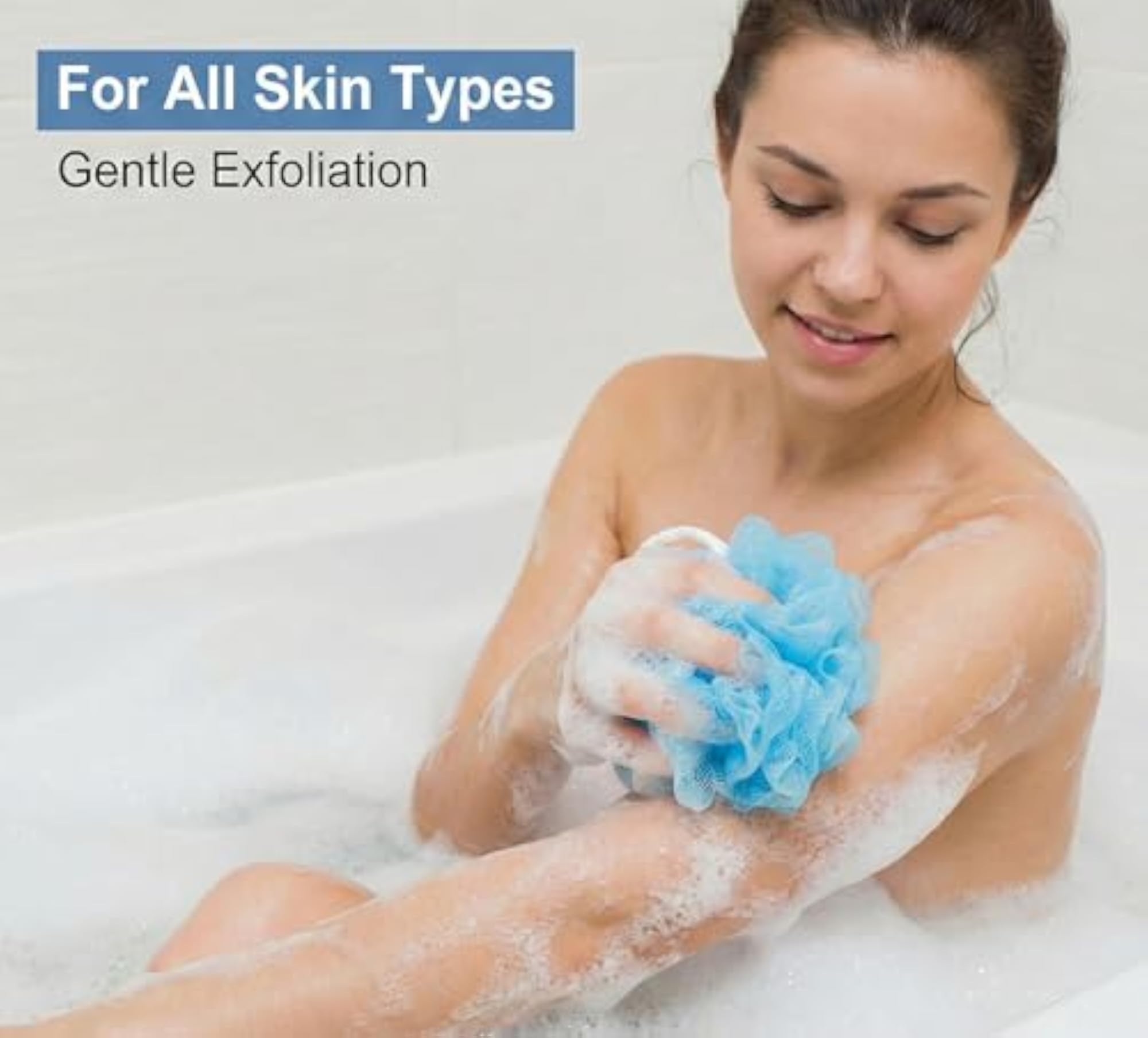 Ultra Soft Bath Shower Loofah Sponge Pouf Body Scrubber