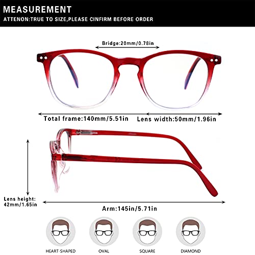 Image of Henotin 3-Pack Blue Light Blocking Reading Glasses,Spring Hinge Computer Readers for Men Women,Anti UV Ray Filter Eyeglasses (Multicolor, 0.75)
