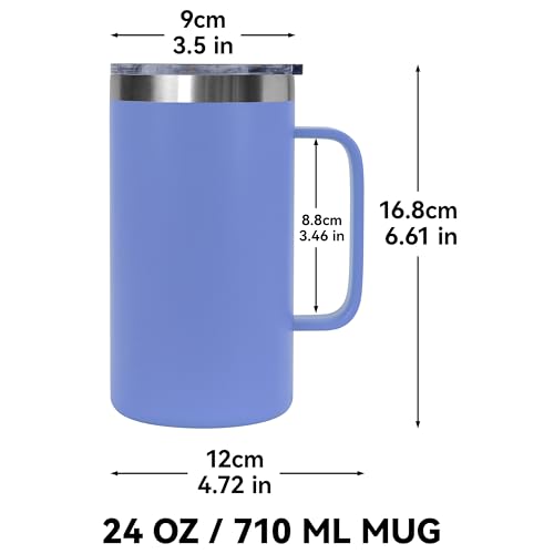 DOMICARE 24oz Mug with Handle and Lid, Stainless Steel Coffee Mug, Reusable Insulated Cup, Travel Mug with Handle, Double Wall Vacuum Coffee Tumbler for Men and Women, Blue, Pack 1 by DOMICARE - Used condition - Image 4