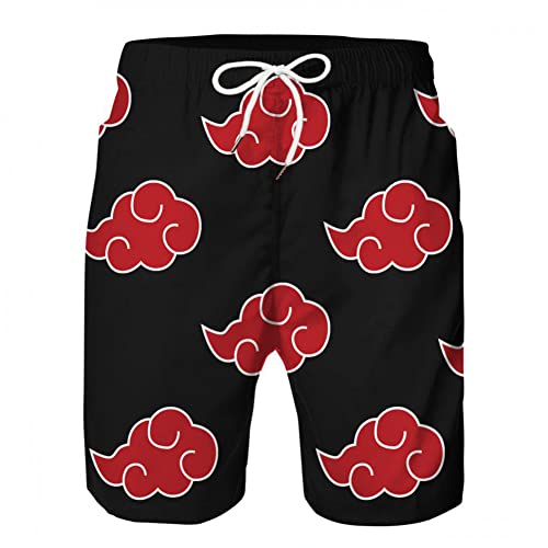 Alaiyaky Anime Akatsuki Shorts,Cosplay Kostüm Sommer Strand Schwimmhose mit 3D Druck Herren Badehose für Anime Fans Geschenk (XL, Schwarz) Cover