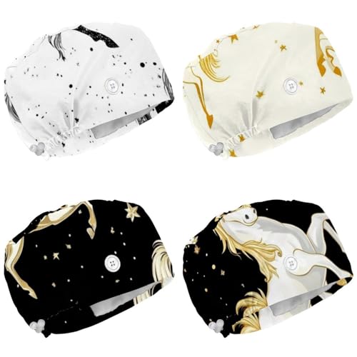 Unicorns Golden Star (3) Pattern Decor Safety Head Protection Caps, 4 Pack Ergonomic Lightweight Caps for Industrial Household Use
