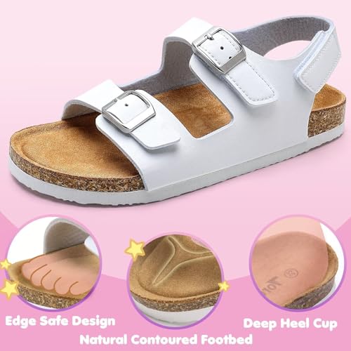 Image of Torotto Toddler Kids Sandals Boys Girls Cork Footbed Sandals with Adjustable Buckle Casual Slides Open Toes Flat