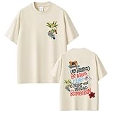 Camiseta Bad Bunny Hombre Camiseta Estampada Manga Corta Reggaeton Urbano Streetwear Moda Verano Diseño (Khaki,L)
