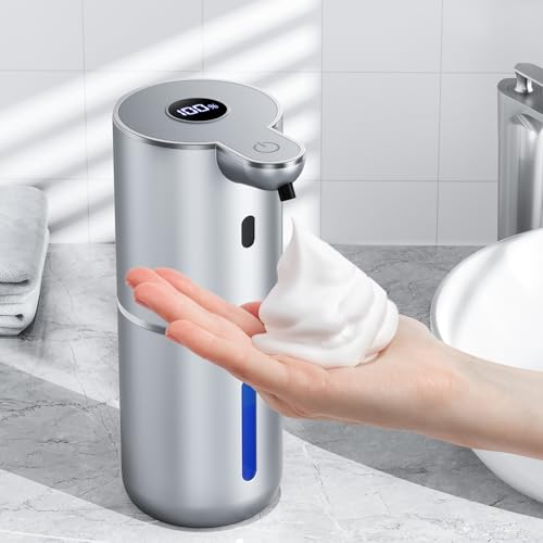 Image of Automatic Foaming Soap Dispenser Touchless, Rechargeable Electric Hand & Dish Soap Dispenser for Bathroom and Kitchen - Smart Digital Display, 6 Adjustable Level, 380ml, Wall Mounted, IPX5