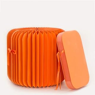 Taburete De Papel, Sillas Plegables Camping De AcordeóN PortáTil Taburete De Carga 300 Kg,De Nido De Abeja para El Hogar, Escuela, Dormitorio(28cm, Orange)
