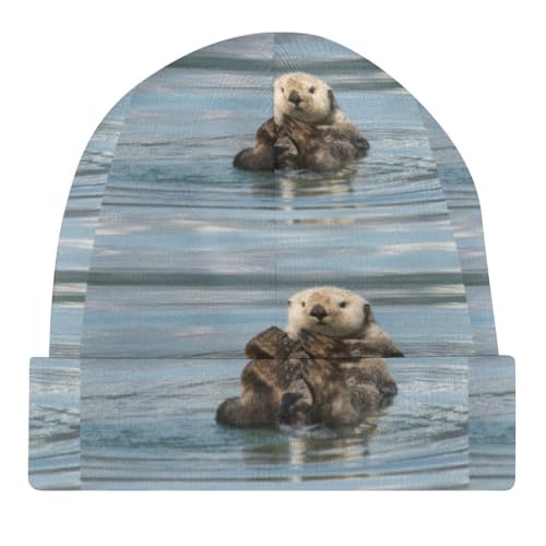 Cute Otters in The Sea Kids Beanie Hat for for Girls Boys Children Cap Winter Knitted Chemo Cancer Headwear Accessories Gifts Decoration Black4