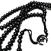 Islam Prayer Tasbih 99 Beads AMN-303 Muslim 8 mm. Rosary Bead Moon Star Decorated Tassels Haj Eid Ramadan Gift (Black)
