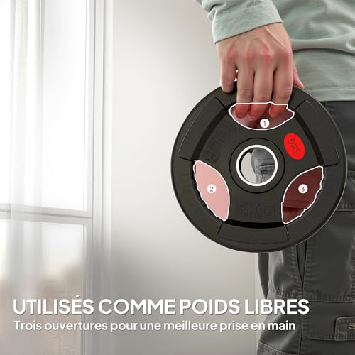 SPORTNOW Disques de Poids Olympiques en Acier 10 kg Finition PVC Noir – vue 3